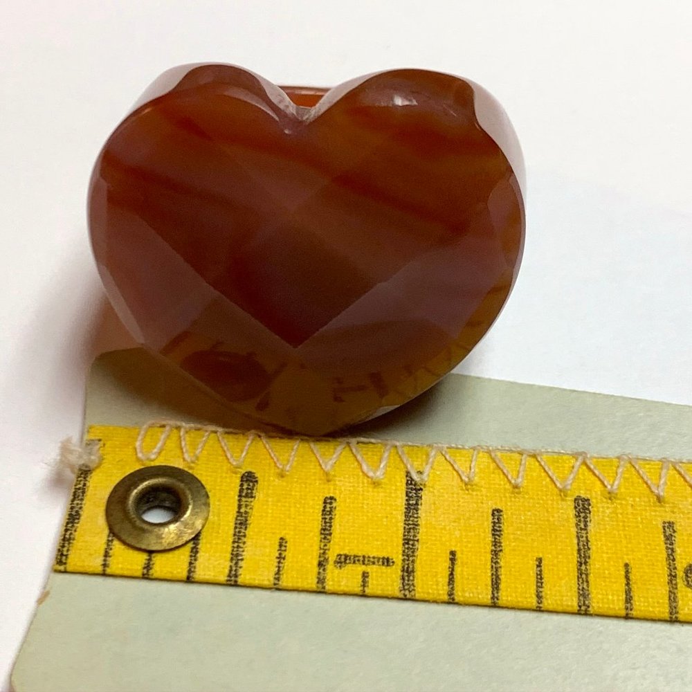Banded Agate Faceted Heart-Shape Ring Sz 10 - Picture 6 of 8